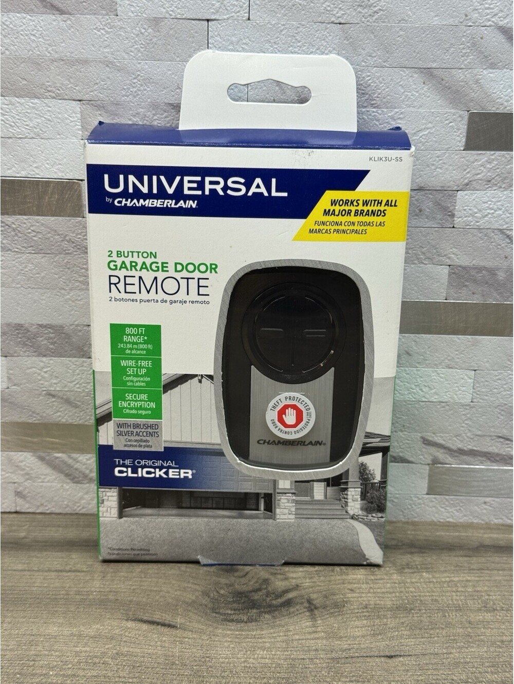 Chamberlain KLIK3U-SS Garage Door Remote Clicker 800 Ft Range